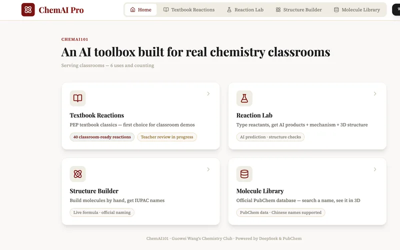 ChemAI Pro English chemistry learning interface